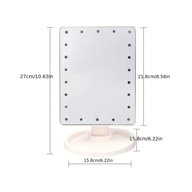 Miroir de maquillage de bureau à LED 1PC, conception tactile avec veilleuse, rangement rotatif à 360 degrés, créant un look de maquillage parfait