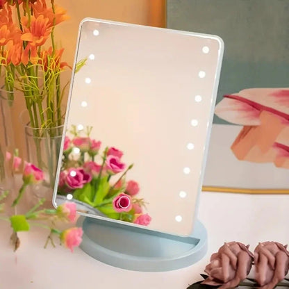 Miroir de maquillage de bureau à LED 1PC, conception tactile avec veilleuse, rangement rotatif à 360 degrés, créant un look de maquillage parfait